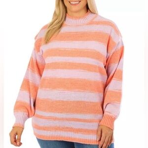 NWT Bunulu Plus Size Orange & Purple Sweater